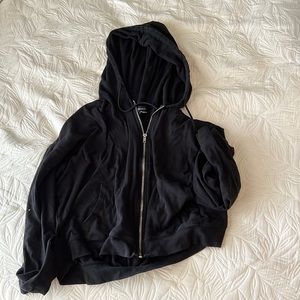 black zip up hoodie
